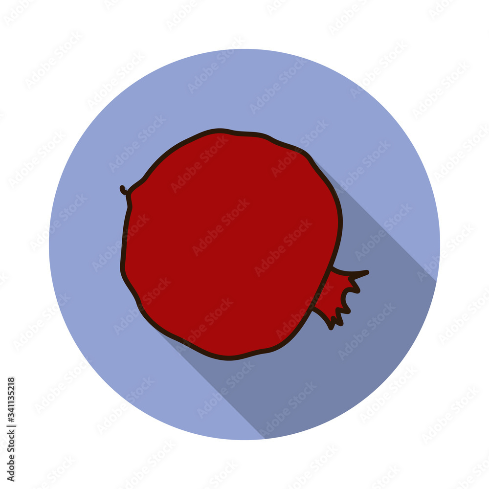 Poster garnet colored long shadow icon. simple color vector of fruit icons for ui and ux, website or mobile