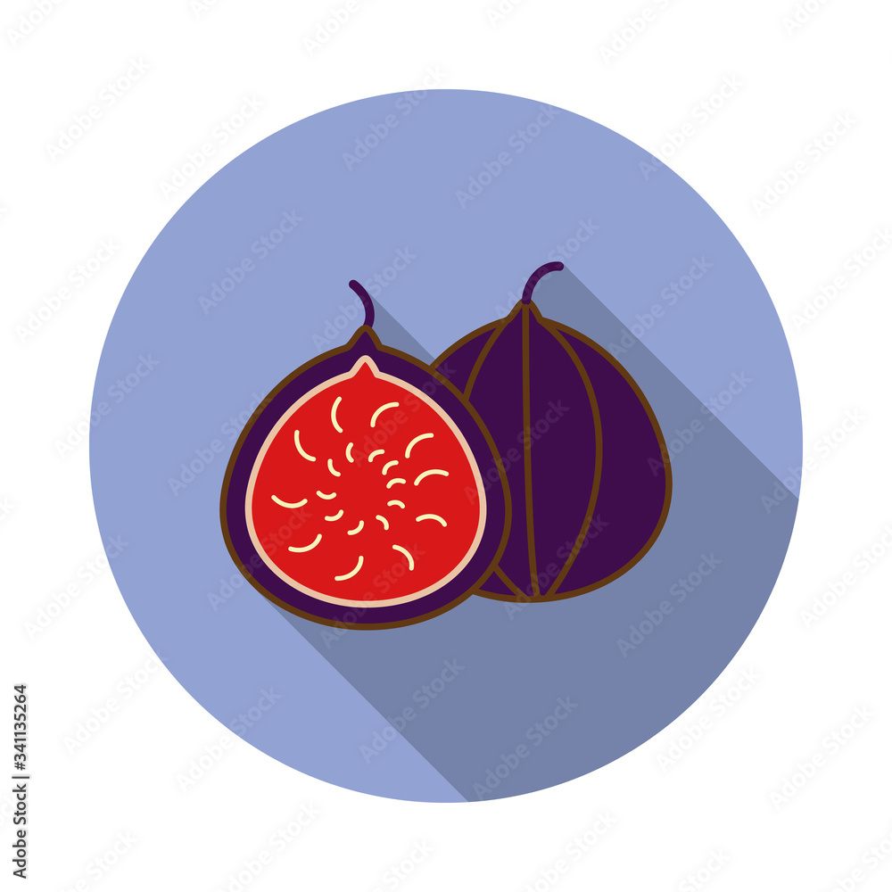 Poster figs colored long shadow icon. simple color vector of fruit icons for ui and ux, website or mobile a