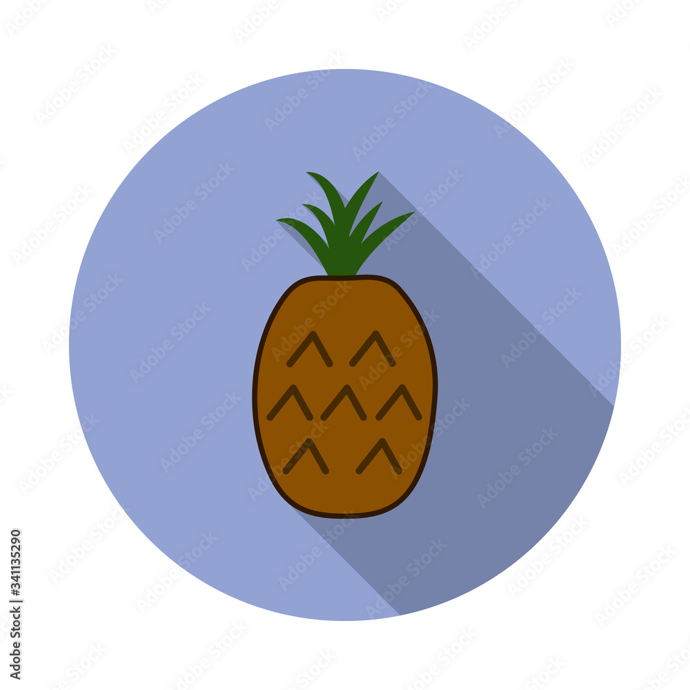 Aufkleber a pineapple colored long shadow icon. simple color vector of fruit icons for ui and ux, website or m