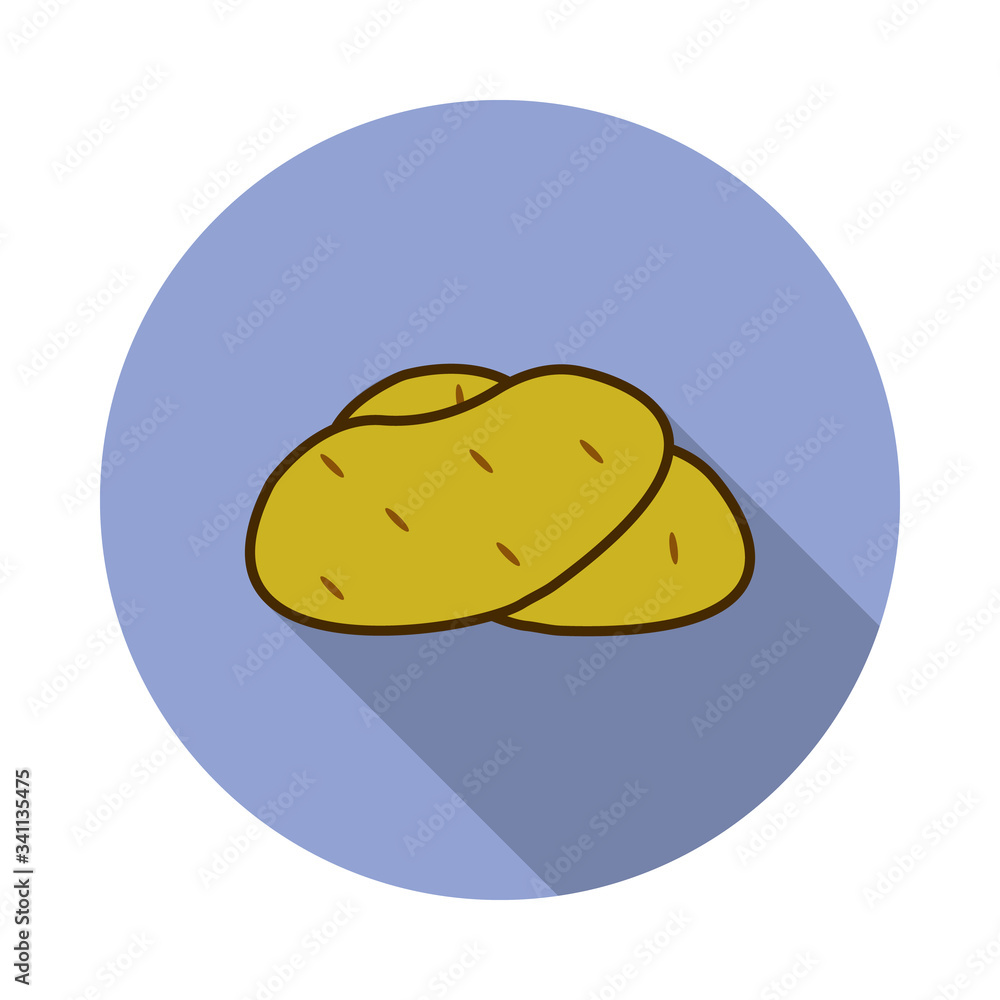 Aufkleber potato colored long shadow icon. simple color vector of fruit icons for ui and ux, website or mobile