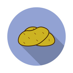 potato colored long shadow icon. Simple color vector of fruit icons for ui and ux, website or mobile application