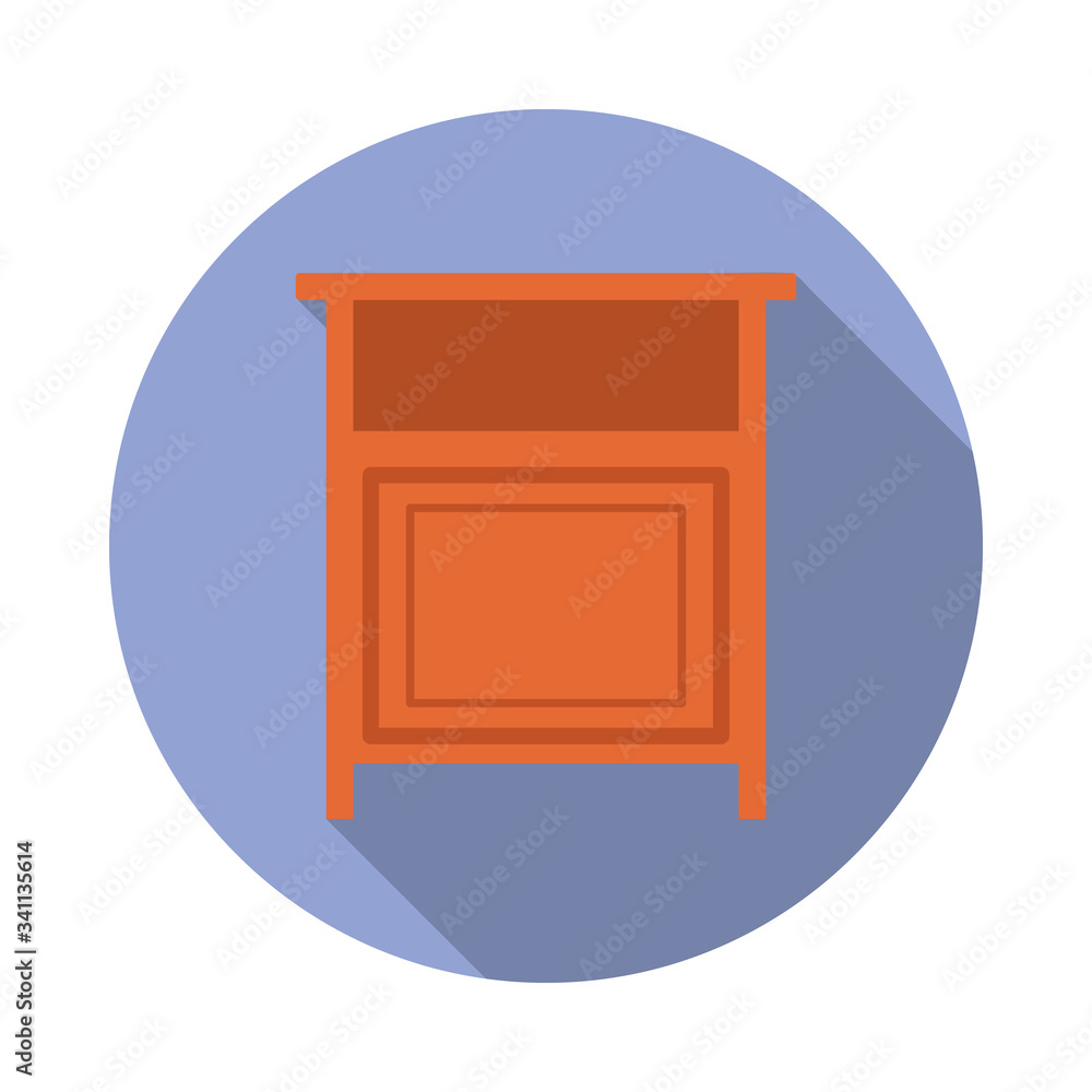 Poster nightstand flat long shadow icon. simple color vector of furniture icons for ui and ux, website or m