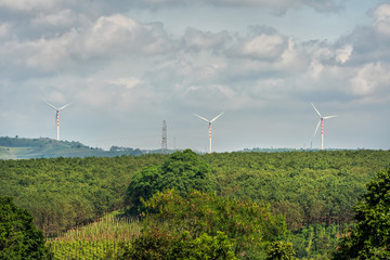 Landscape with Turbine Green Energy Electricity, Windmill for electric power production, Wind...