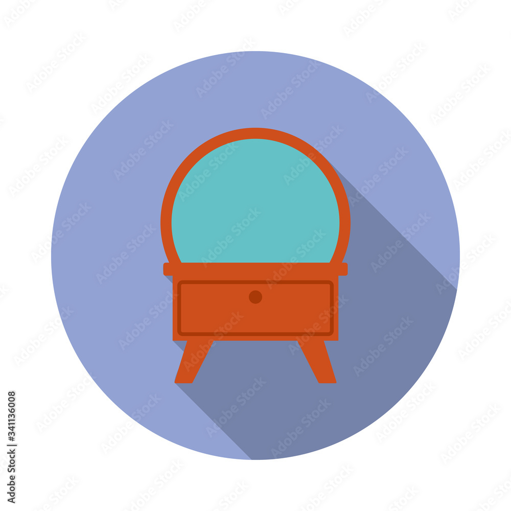Poster mirror with mirror flat long shadow icon. simple color vector of furniture icons for ui and ux, webs