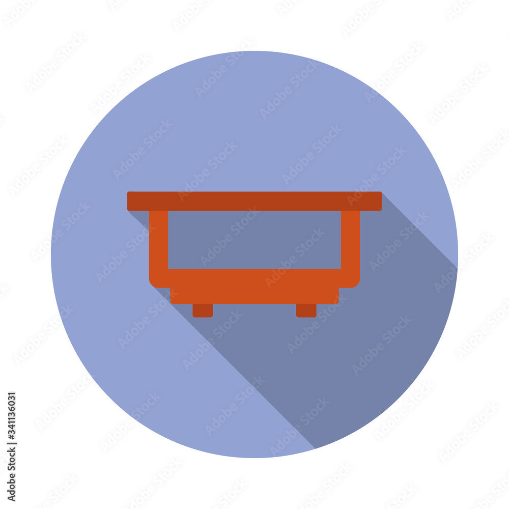 Aufkleber coffee table flat long shadow icon. simple color vector of furniture icons for ui and ux, website or