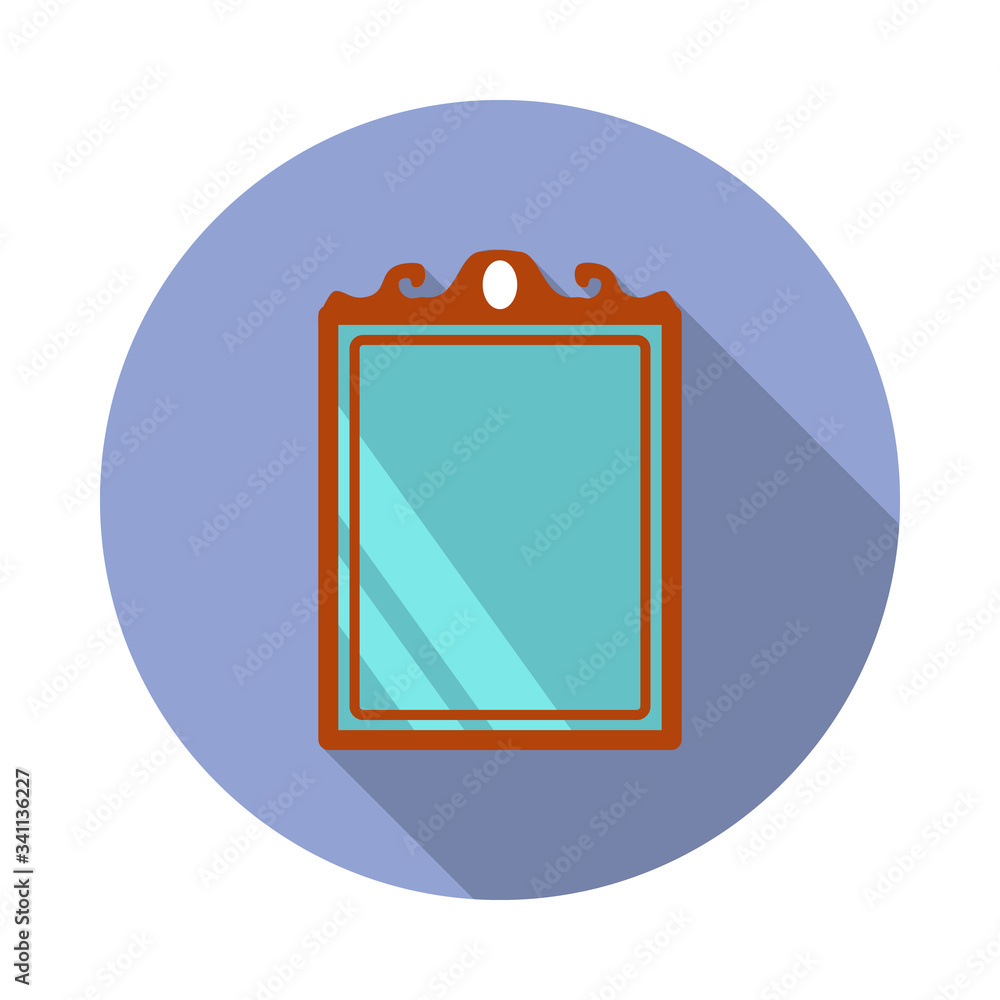 Poster wall mirror flat long shadow icon. simple color vector of furniture icons for ui and ux, website or 
