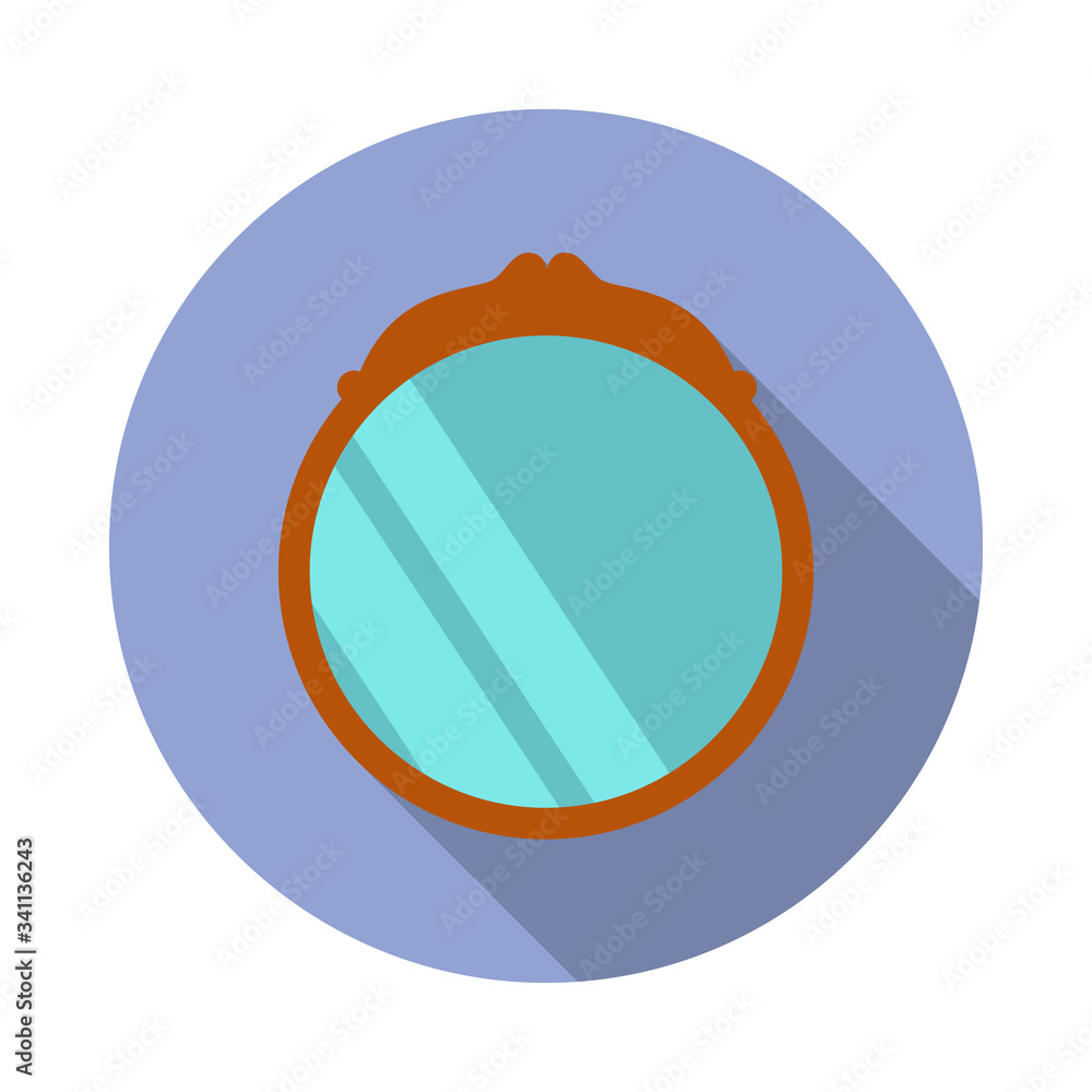 Poster wall mirror flat long shadow icon. simple color vector of furniture icons for ui and ux, website or 