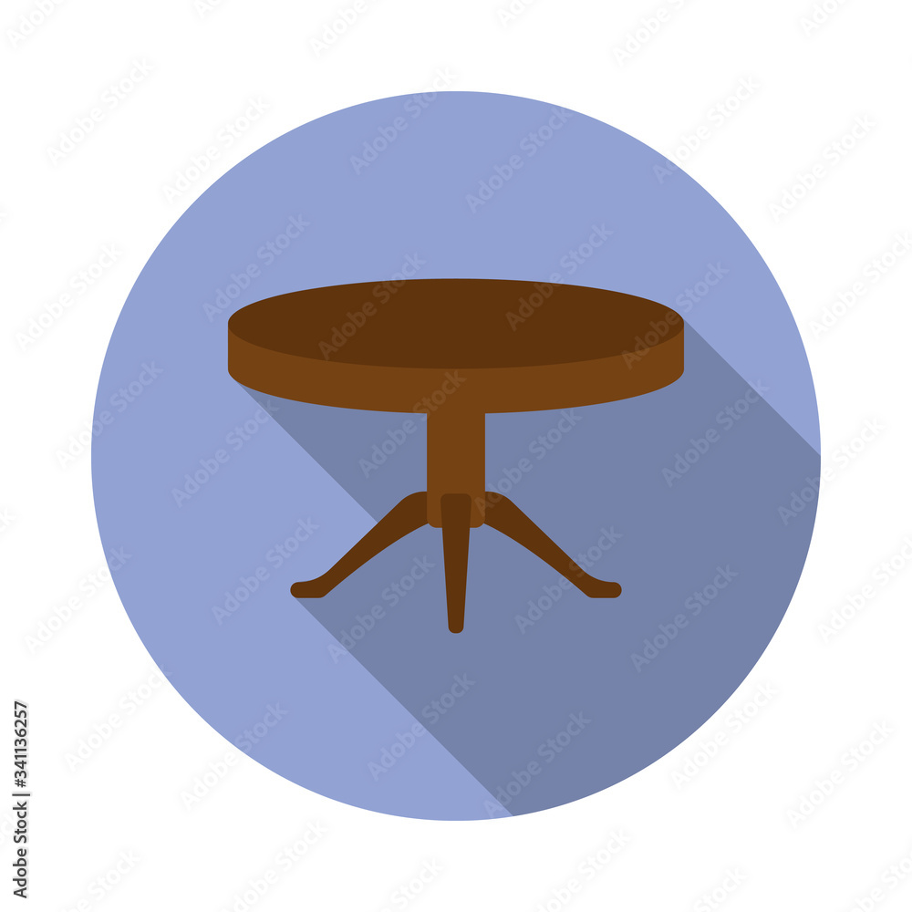 Poster round table flat long shadow icon. simple color vector of furniture icons for ui and ux, website or 