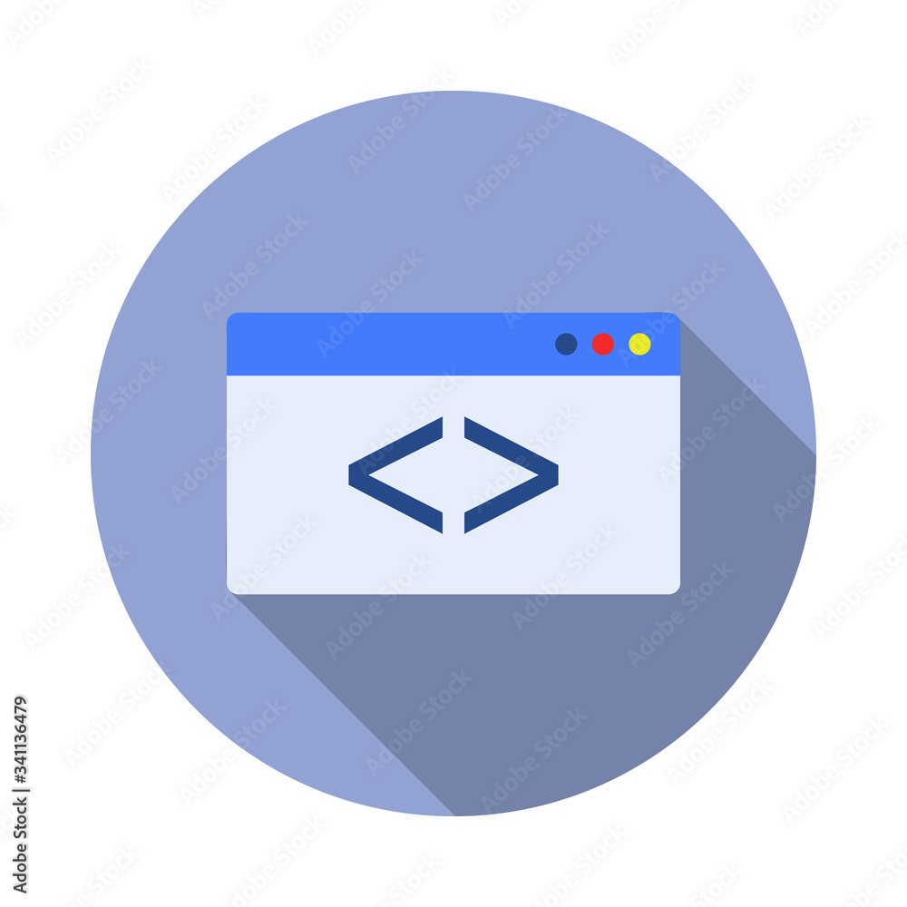 Aufkleber internet browser colored long shadow icon. simple color vector of programming sticker icons for ui a