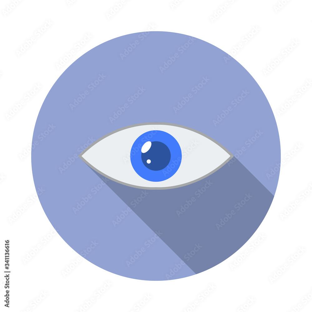 Poster eye colored long shadow icon. simple color vector of programming sticker icons for ui and ux, websit