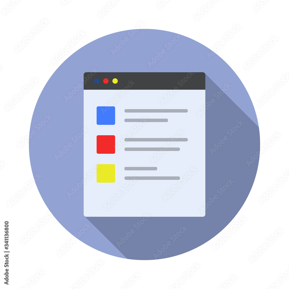 Aufkleber online form colored long shadow icon. simple color vector of programming sticker icons for ui and ux