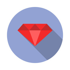 stone ruby colored long shadow icon. Simple color vector of Programming sticker icons for ui and ux, website or mobile application