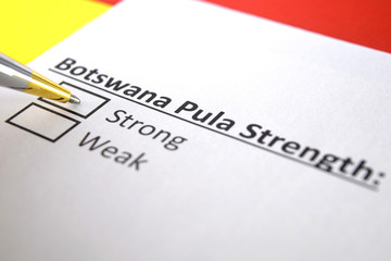 Fototapeta premium One person is answering question about strength of Botswana Pula.