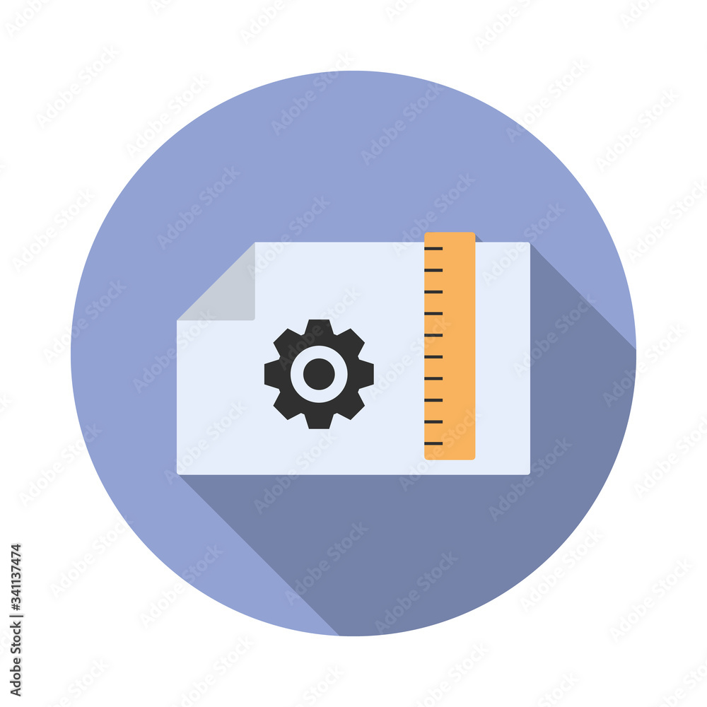 Aufkleber drawing settings colored long shadow icon. simple color vector of programming sticker icons for ui a