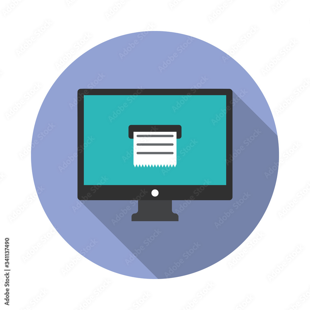 Poster online banking report colored long shadow icon. simple color vector of programming sticker icons for
