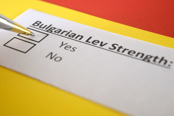 Fototapeta premium One person is answering question about strength of Bulgarian Lev.