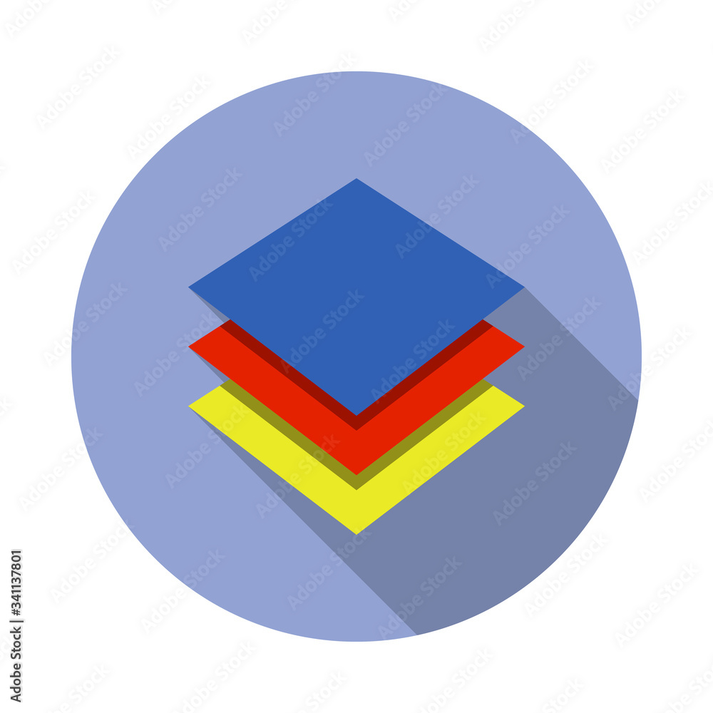 Aufkleber layers in the illustrator colored long shadow icon. simple color vector of programming sticker icons