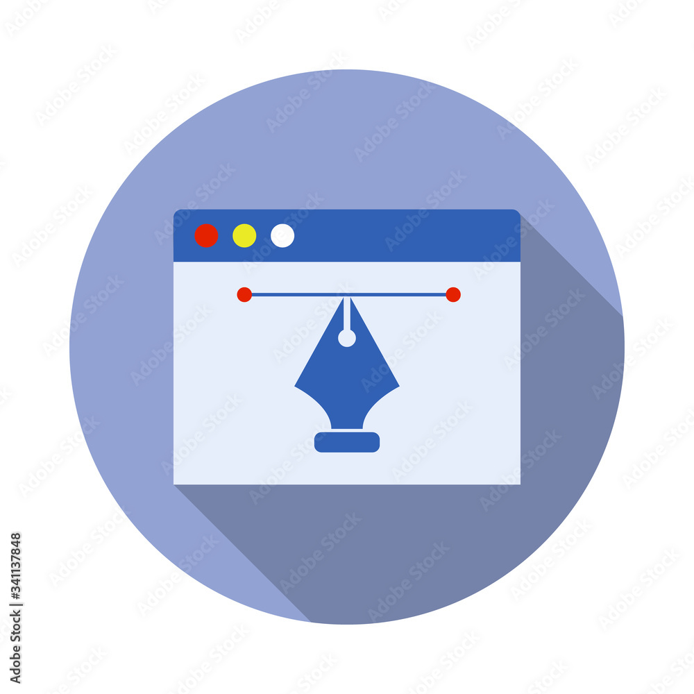 Aufkleber online drawing colored long shadow icon. simple color vector of programming sticker icons for ui and