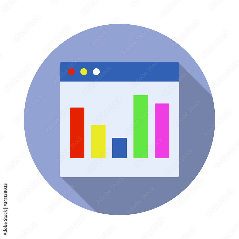 Aufkleber chart browser colored long shadow icon. simple color vector of programming sticker icons for ui and 