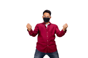 An Asian short hair man wears black mask.