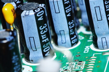 electonic circuit board for computer in macro photography for electric background