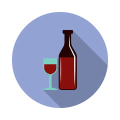 bottle of wine and glass colored illustration. Element of colored food icon for mobile concept and web apps. Detailed bottle of wine and glass icon can be used for web and mobile long shadow icon