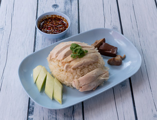 Boiled Chicken with Oiled Rice - Khao Man Ghai 