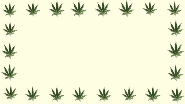 Frame. Screen saver rim abstraction in the form of marijuana