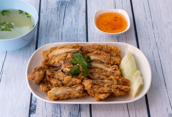 Fried Chicken Slices Platter Thai Style 