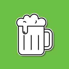 Beer mug sticker icon. Simple thin line, outline vector of alcohol drink icons for ui and ux, website or mobile application