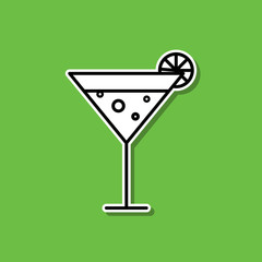 Cocktail sticker icon. Simple thin line, outline vector of alcohol drink icons for ui and ux, website or mobile application