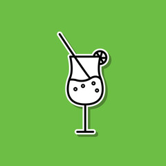 Glass of cocktail sticker icon. Simple thin line, outline vector of alcohol drink icons for ui and ux, website or mobile application