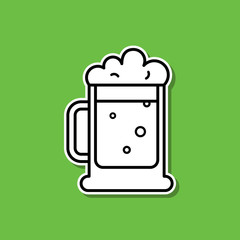 Beer mug sticker icon. Simple thin line, outline vector of alcohol drink icons for ui and ux, website or mobile application