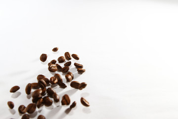 Roasted coffee bean on white background
