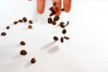 Roasted coffee bean on white background