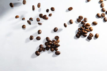 Roasted coffee bean on white background