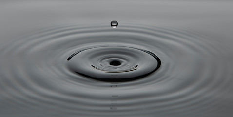 Gota de agua cayendo sobre una superficie liquida formando ondas