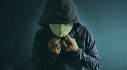   Man wear robes and wear mask that protect against Corona virus .Covid-19 crysis of the wold       