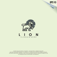 Fototapeta premium Line Of Lion Logo Design. Lion Logo Template. Modern Design. Flat Logo. Vector Illustration