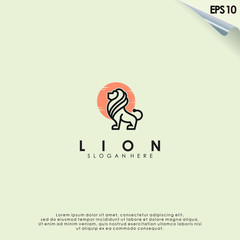 Line Of Lion Logo Design. Lion Logo Template. Modern Design. Flat Logo. Vector Illustration