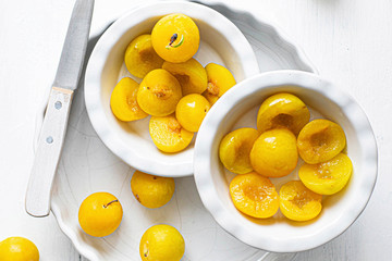 Freshly picked plums