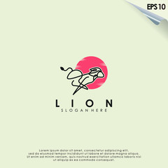 Lion Running Line Logo Design. Lion Run Logo Template. Modern Design. Flat Logo. Vector Illustration