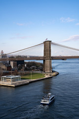New York City skyline. Brooklyn bridge view. 