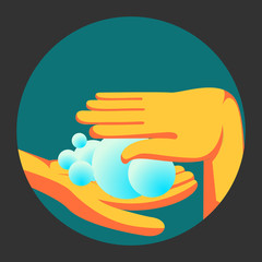 Illustration of hand washing to teach us clean and healthy lifestyle.