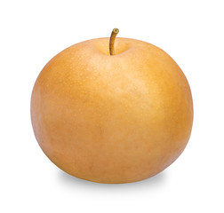 Snow pear or Feng Shui pear on white background, Korean pear on white background, 