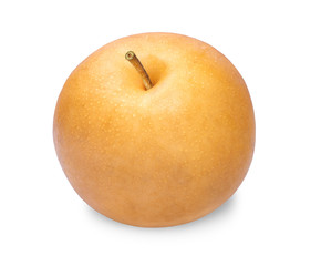 Snow pear or Feng Shui pear on white background, Korean pear on white background, 