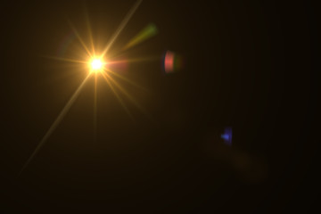 Beautiful optical lens flare effect Golden sun light
