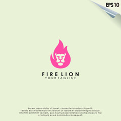 Fire Of Lion Head Logo Design. Lion Head Logo Template. Modern Design. Flat Logo. Vector Illustration