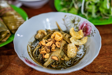 Bun Cua Thoi or Thoi crabs noodle is made from vegetables and crabs, have more egg, Pleiku, Gia Lai, Vietnam
