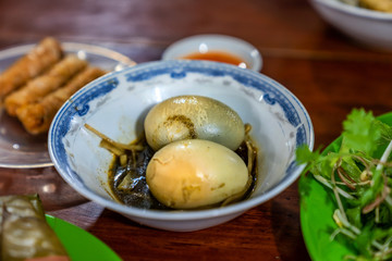 Bun Cua Thoi or Thoi crabs noodle is made from vegetables and crabs, have more egg, Pleiku, Gia Lai, Vietnam
